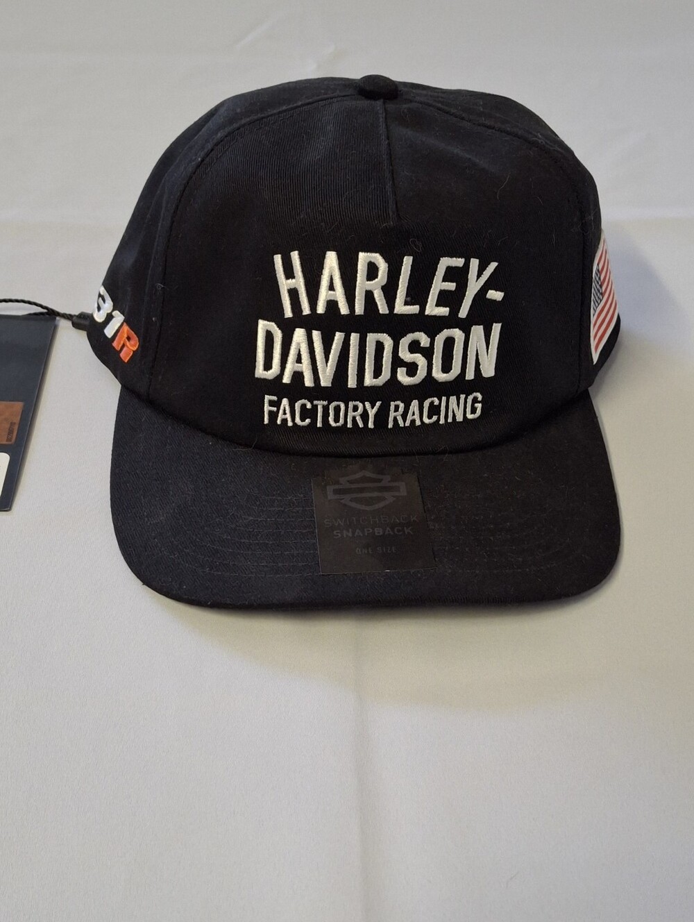 Harley-Davidson Black Snapback Cap with White Embroidered Logo One Size Adult